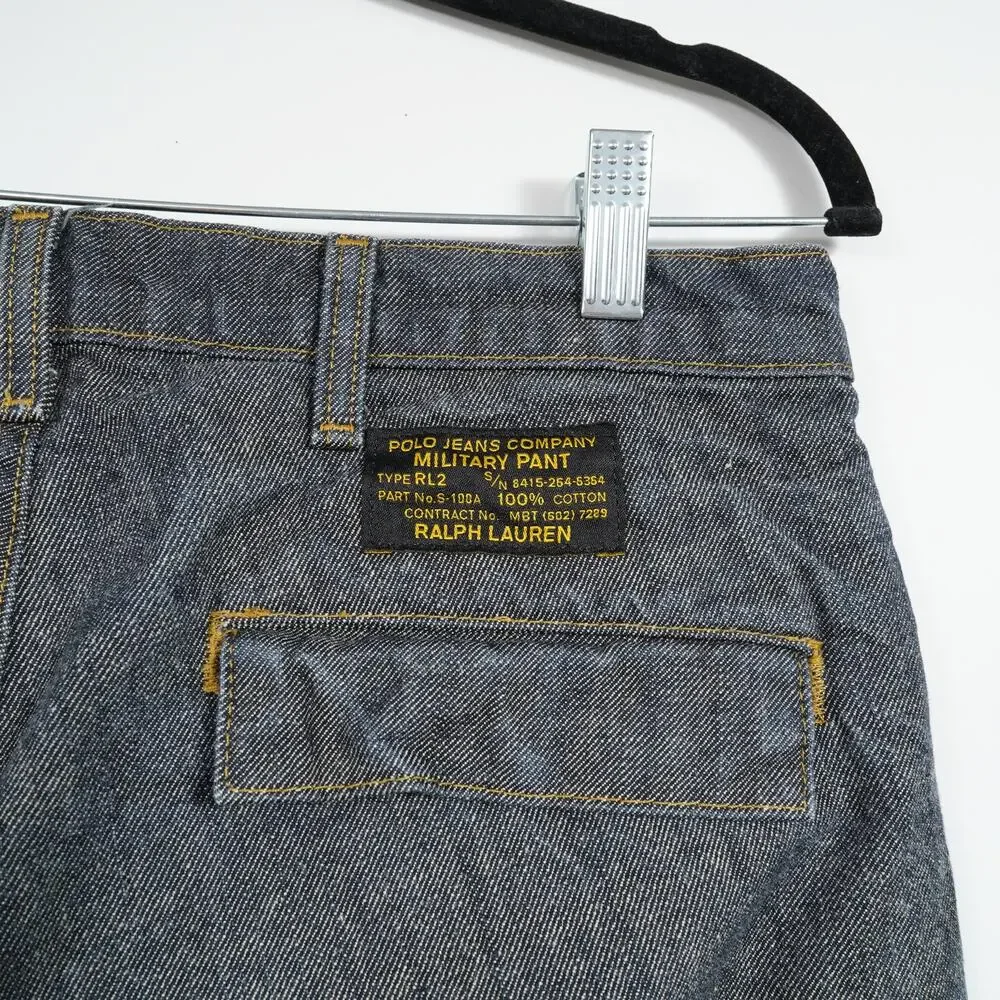 Vintage Polo Jeans Co Military Denim Shorts Buggy Fit 32